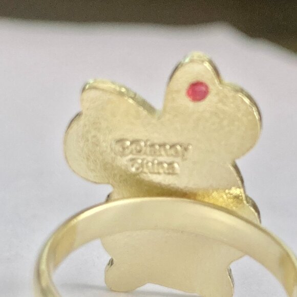 Disney Parks Minnie Mouse Ring Size 7 8 Signed Adjustable Red Bow Dots Enamel - Picture 10 of 12